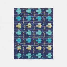 Dreidels in Blue Hanukkah Fleece Blanket