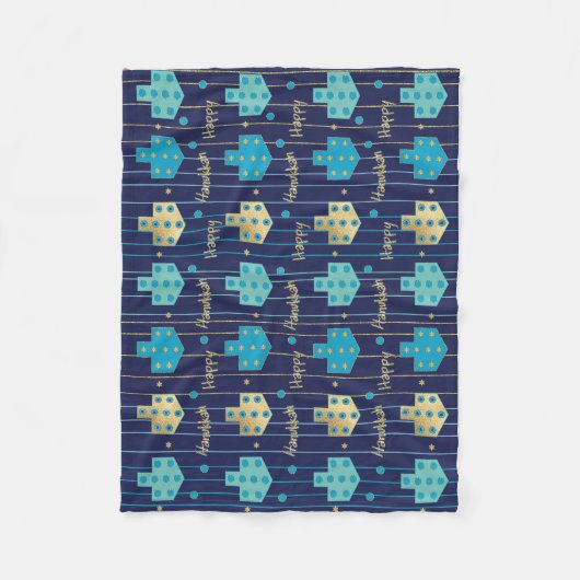 Dreidels in Blue Hanukkah Fleece Blanket (Voorkant)