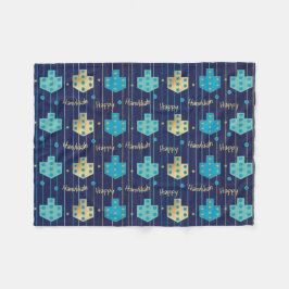 Dreidels in Blue Hanukkah Fleece Blanket Deken