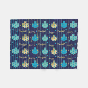 Dreidels in Blue Hanukkah Fleece Blanket Deken