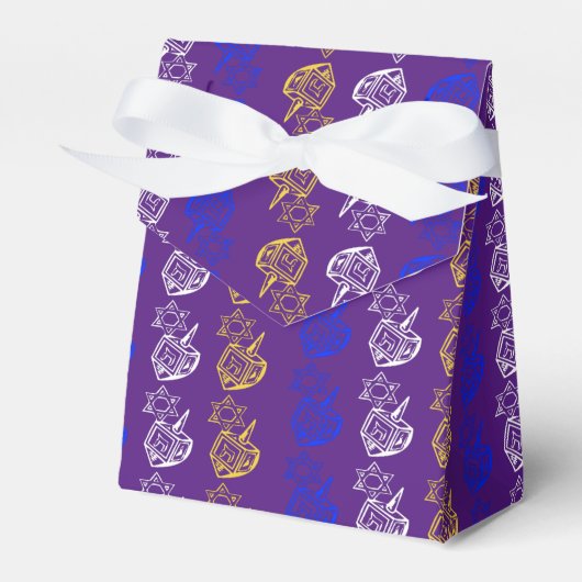 Dreidels + sterren voor een doos bedankdoosjes (Voorkant Zijde)