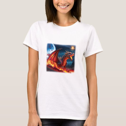 Dreigend Red Dragon T-shirt (Voorkant)