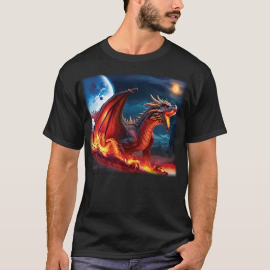 Dreigend Red Dragon T-shirt (Voorkant)