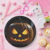 Dreigende Halloween pompoen, Papieren Bordje (Feest)