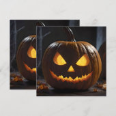 Dreigende Halloween pompoen, Save The Date (Voorkant / Achterkant)