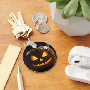 Dreigende Halloween pompoen, Sleutelhanger
