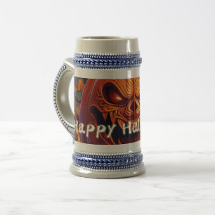 Dreigende Jack-o-Lantern Gloeiende Ogen Halloween Bierpul