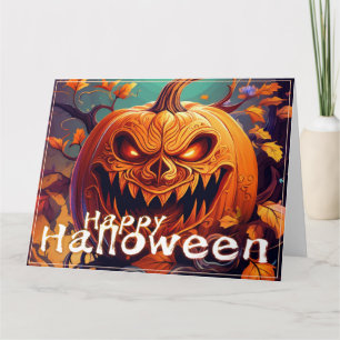 Dreigende Jack-o-Lantern Gloeiende Ogen Halloween Kaart