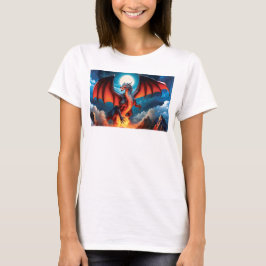 Dreigende Red Dragon Standing Tall T-shirt