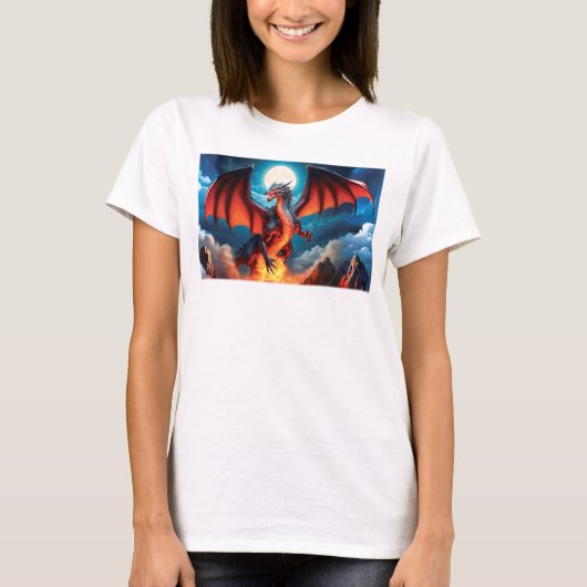 Dreigende Red Dragon Standing Tall T-shirt (Voorkant)