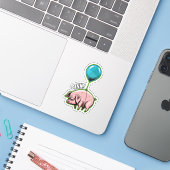 Dreigende Vliegende Varken Sticker (Laptop met iPhone)
