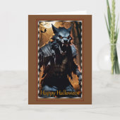 Dreigende Weerwolf Halloween Kaart (Voorkant)