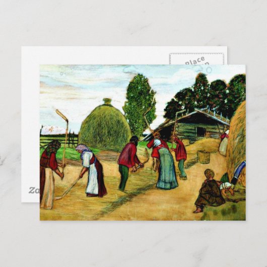 Drempelwaarde, schilderij van Boris Kustodiev Briefkaart (Voorkant / Achterkant)