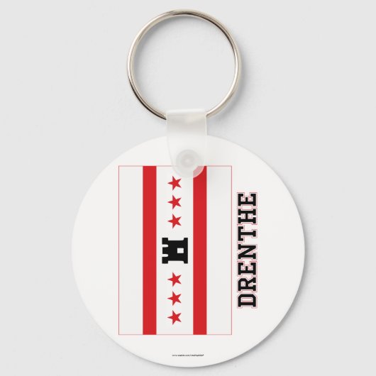 Drenthe Flag met naam Sleutelhanger (Voorkant)