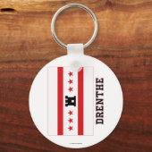 Drenthe Flag met naam Sleutelhanger (Voorkant)
