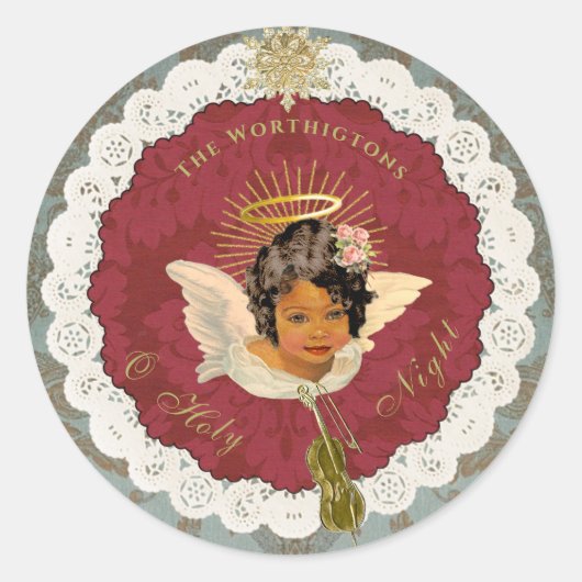 Dresden Bronzen Engel Ronde Sticker Zegel (Voorkant)