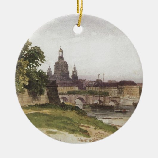 Dresden. Brug van augustus door Ivan Shishkin Keramisch Ornament (Voorkant)
