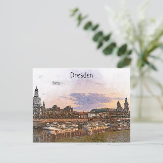 Dresden Duitsland Elbe Panorama Uitzicht Briefkaart (Staand voorkant)