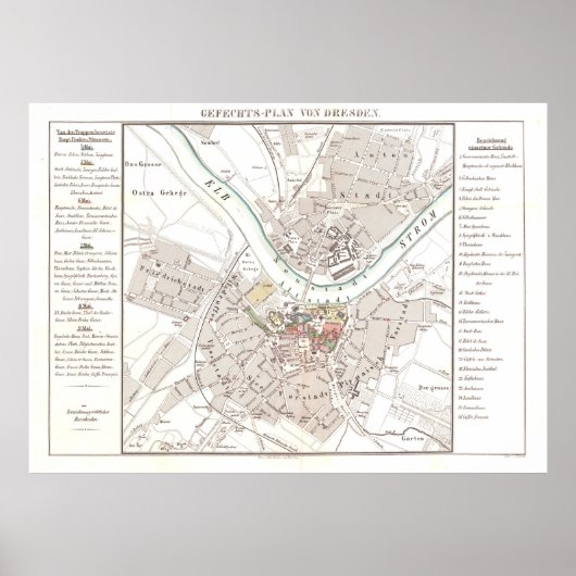 Dresden Duitsland Map (1849) Poster (Voorkant)