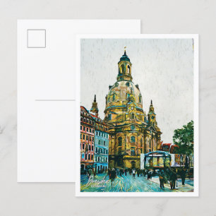 Dresden Duitsland Mooie olieverf stadslandschap Briefkaart