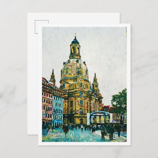 Dresden Duitsland Mooie olieverf stadslandschap Briefkaart (Voorkant / Achterkant)