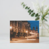 Dresden, Duitsland Night Time Street Uitzicht Briefkaart (Staand voorkant)