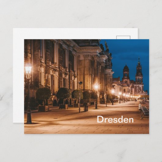 Dresden, Duitsland Night Time Street Uitzicht Briefkaart (Voorkant / Achterkant)