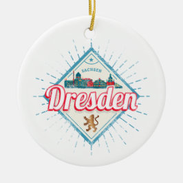 Dresden Duitsland Saksen Retro Skyline Vintage Keramisch Ornament