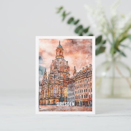 Dresden Duitsland Travel Place Waterverf Briefkaart (Staand voorkant)