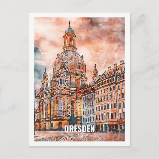 Dresden Duitsland Travel Place Waterverf Briefkaart (Voorkant)