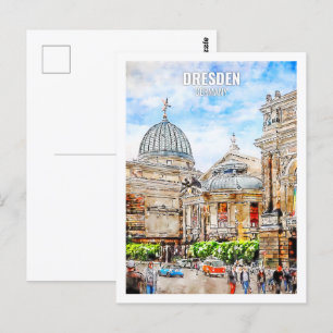 Dresden Duitsland Travel Place Waterverf Briefkaart