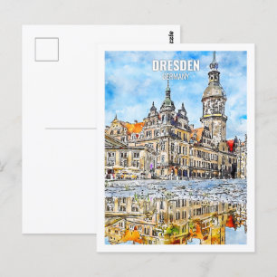 Dresden Duitsland Travel Place Waterverf Briefkaart