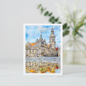 Dresden Duitsland Travel Place Waterverf Briefkaart (Staand voorkant)