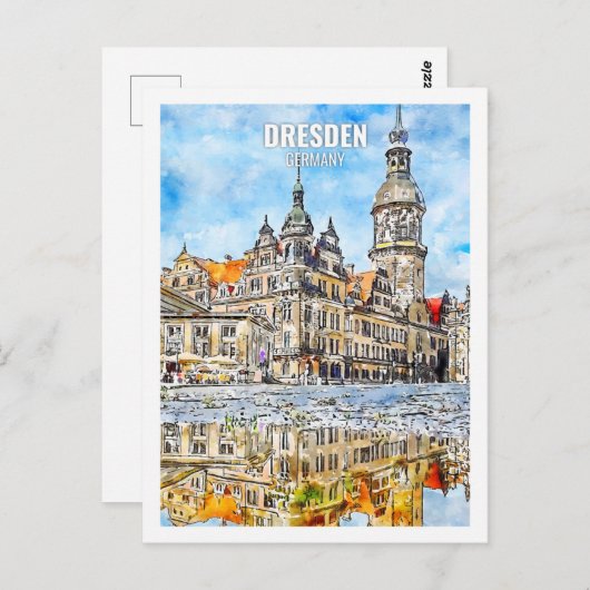 Dresden Duitsland Travel Place Waterverf Briefkaart (Voorkant / Achterkant)