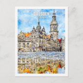 Dresden Duitsland Travel Place Waterverf Briefkaart (Voorkant)