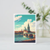 Dresden Duitsland vintage reisillustratie Briefkaart (Staand voorkant)
