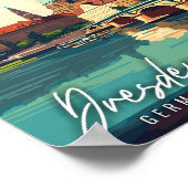 Dresden Duitsland vintage reisillustratie Poster (Hoek)