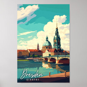 Dresden Duitsland vintage reisillustratie Poster