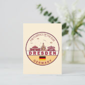 Dresden Germany City Skyline Emblem Briefkaart (Staand voorkant)