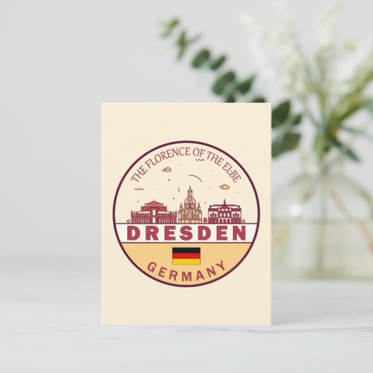 Dresden Germany City Skyline Emblem Briefkaart (Staand voorkant)