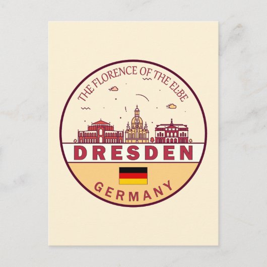 Dresden Germany City Skyline Emblem Briefkaart (Voorkant)