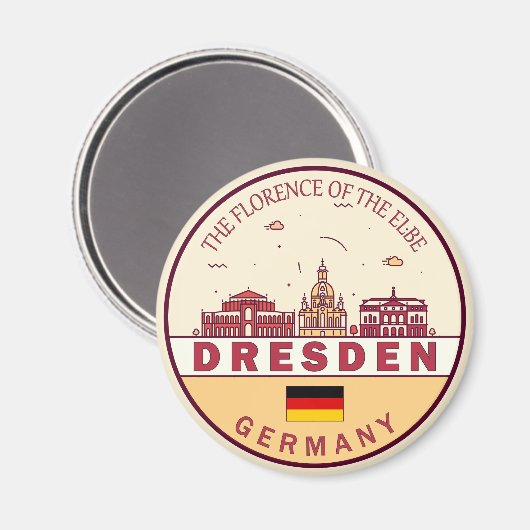 Dresden Germany City Skyline Emblem Magneet (Voorkant / Achterkant)