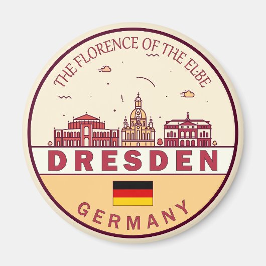 Dresden Germany City Skyline Emblem Magneet (Voorkant)