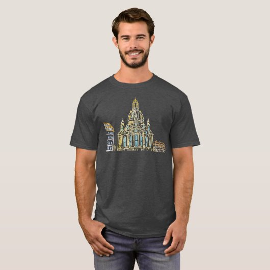 Dresden Germany Unieke hand-tekende Art CadeauMann T-shirt (Voorkant volledig)
