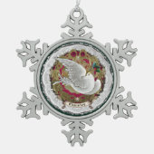Dresden Kant Sneeuwduif Ornament (Voorkant)