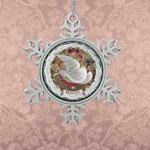 Dresden Lace Snow Dove Ornament