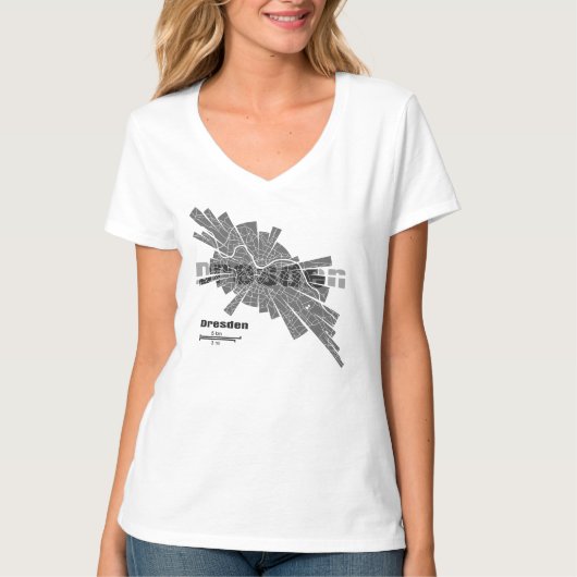 Dresden Map T-Shirt voor vrouwen (Voorkant)