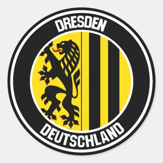 Dresden Round Emblem Ronde Sticker (Voorkant)