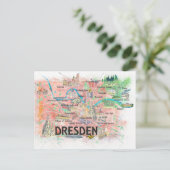 Dresden Saxony Germany Illustrated Map Briefkaart (Staand voorkant)