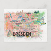 Dresden Saxony Germany Illustrated Map Briefkaart (Voorkant)